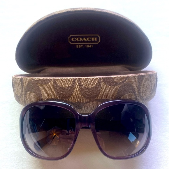 Coach Heidi S811 Plum Horn Oversized Sunglasses with Signature Case - Picture 1 of 9